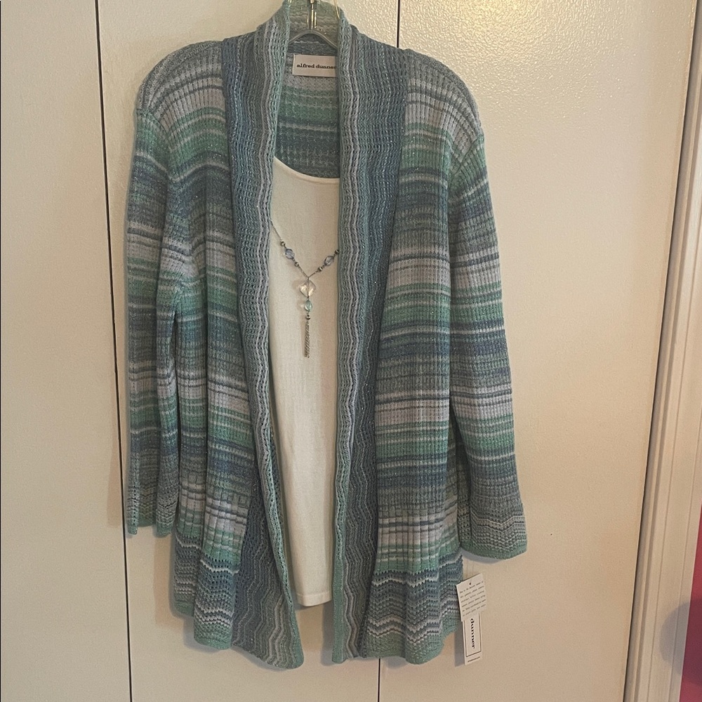Alfred Dunner Multicolor Striped Cardigan - Picture 6 of 8